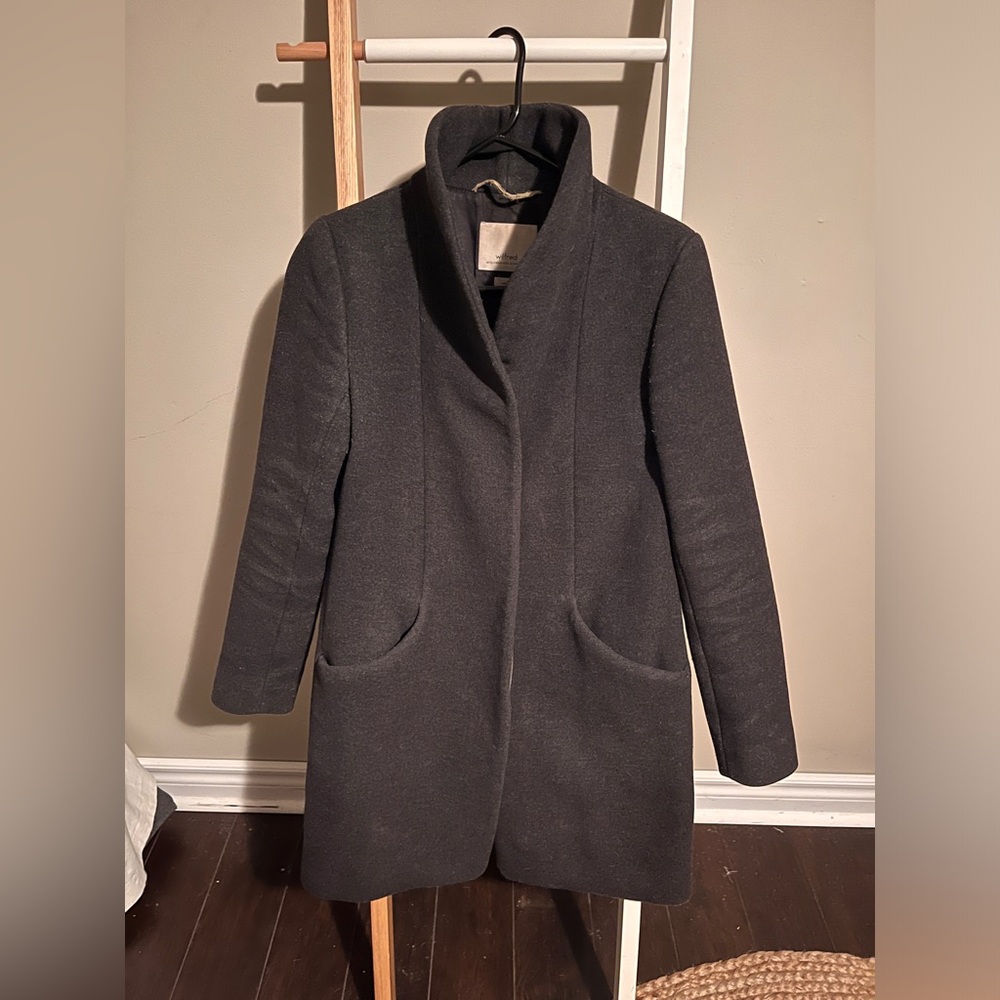 Aritzia Wilfred Cocoon Coat wool charcoal grey